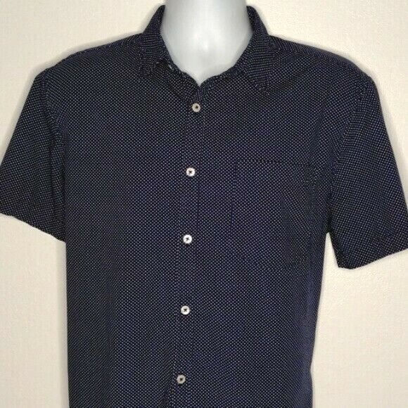 Cactus Ricky Singh Blue Short Sleeve Polka Dot Button Down Shirt Men X-Large XL - Picture 2 of 9